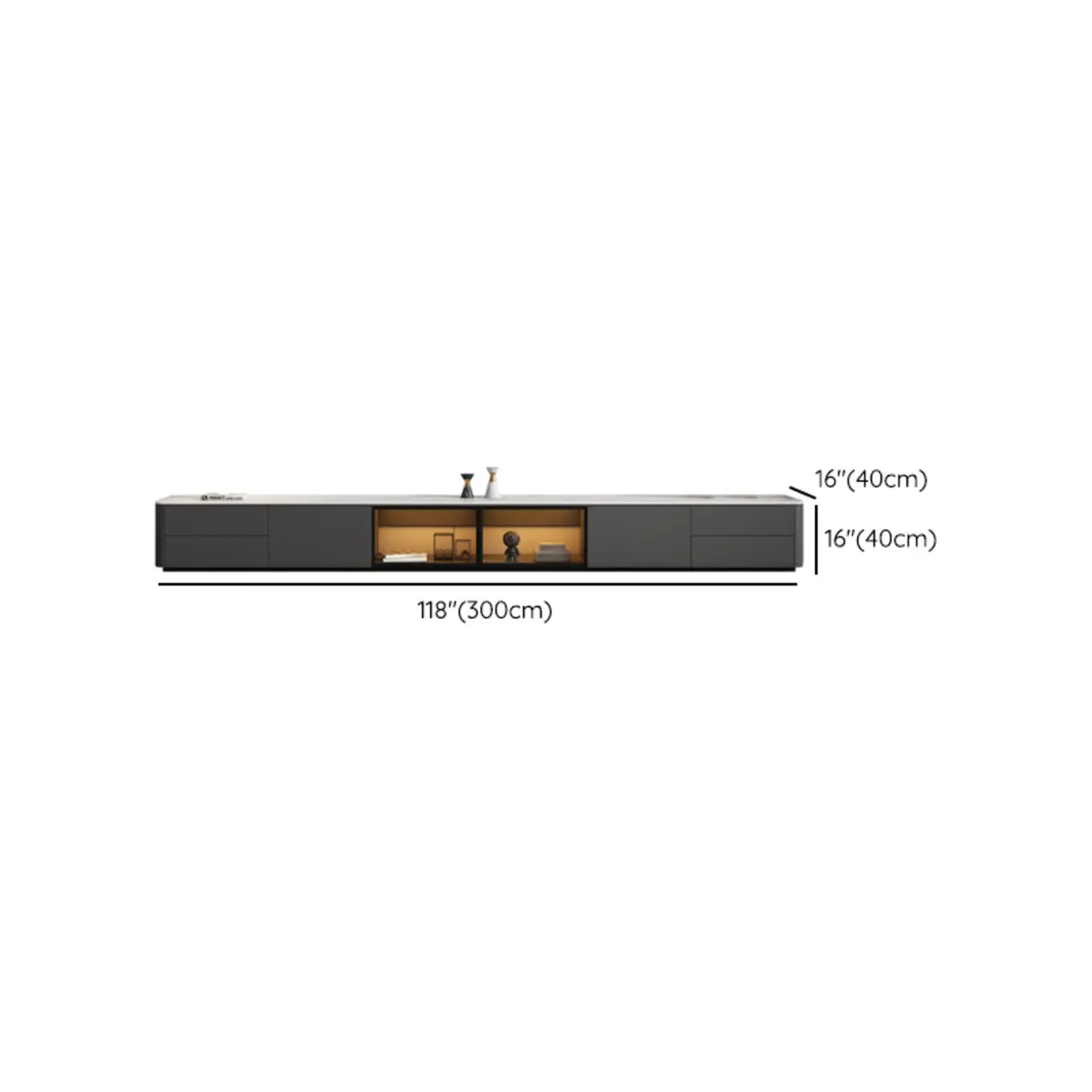 Modern LED TV Stand with Drawers and Glass Cabinet Doors Image - 14