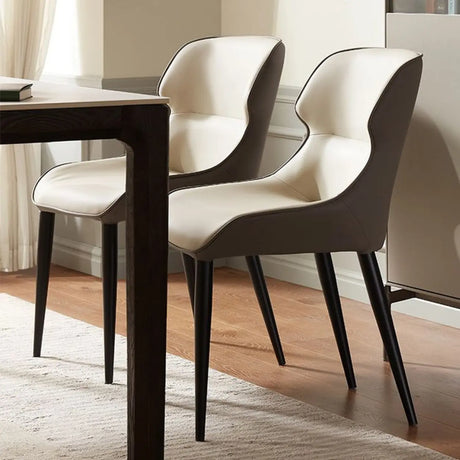 Modern Letaher Cushioned Upholstered Wingback Dining Chair Image - 1