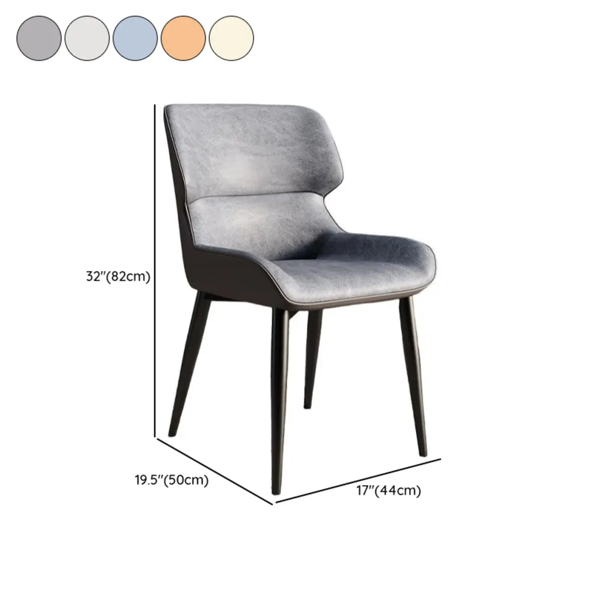 Modern Letaher Cushioned Upholstered Wingback Dining Chair 