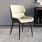 Modern Letaher Cushioned Upholstered Wingback Dining Chair Image - 2