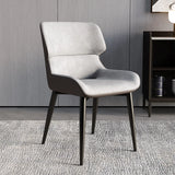 Modern Letaher Cushioned Upholstered Wingback Dining Chair Image - 5