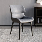 Modern Letaher Cushioned Upholstered Wingback Dining Chair Image - 7