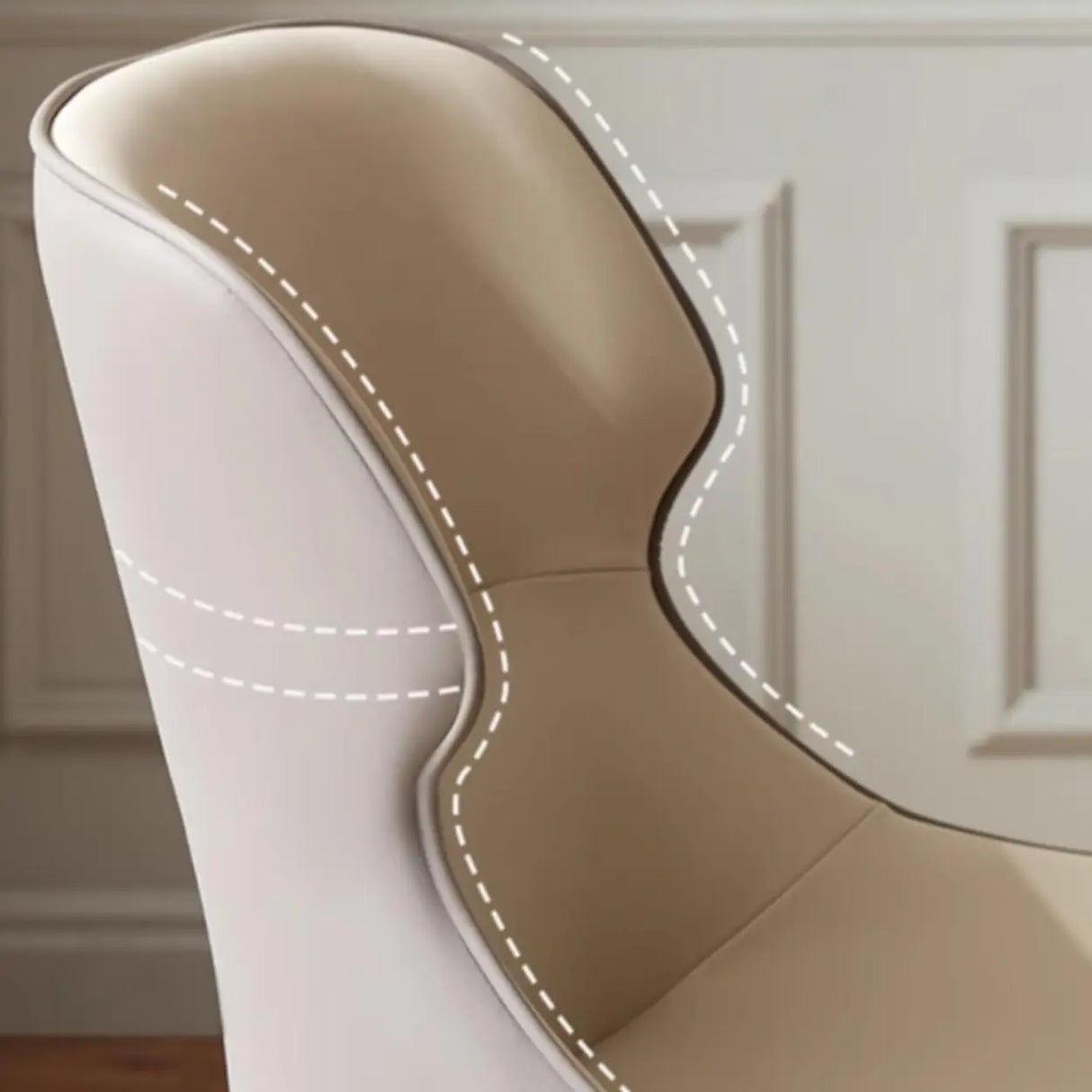 Modern Letaher Cushioned Upholstered Wingback Dining Chair Image - 8