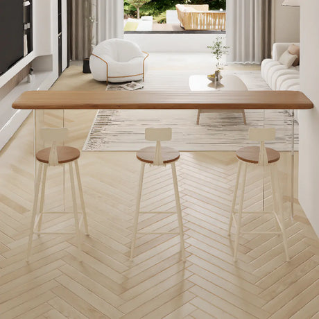 Modern Light Brown Rectangular Wood Long Bar Table Image - 1
