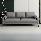 Modern Light Gray Leather Foam Fill Black Leg Loveseat Image - 10