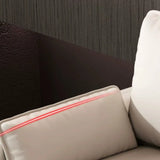 Modern Light Gray Leather Foam Fill Black Leg Loveseat Image - 12