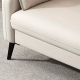 Modern Light Gray Leather Foam Fill Black Leg Loveseat Image - 13