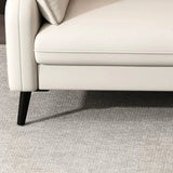Modern Light Gray Leather Foam Fill Black Leg Loveseat Image - 15