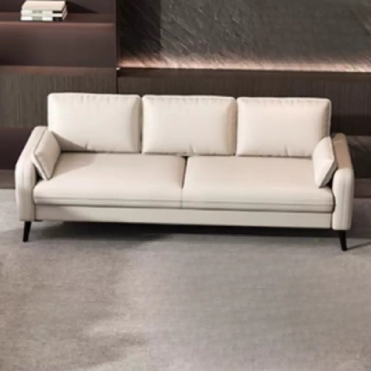 Modern Light Gray Leather Foam Fill Black Leg Loveseat Image - 17