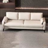 Modern Light Gray Leather Foam Fill Black Leg Loveseat Image - 17
