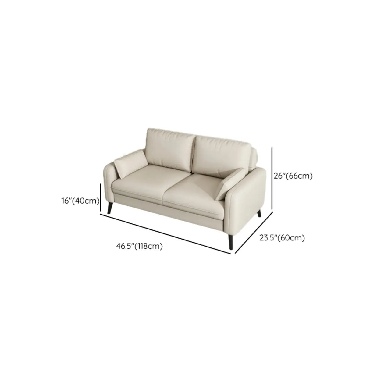 Modern Light Gray Leather Foam Fill Black Leg Loveseat Image - 20