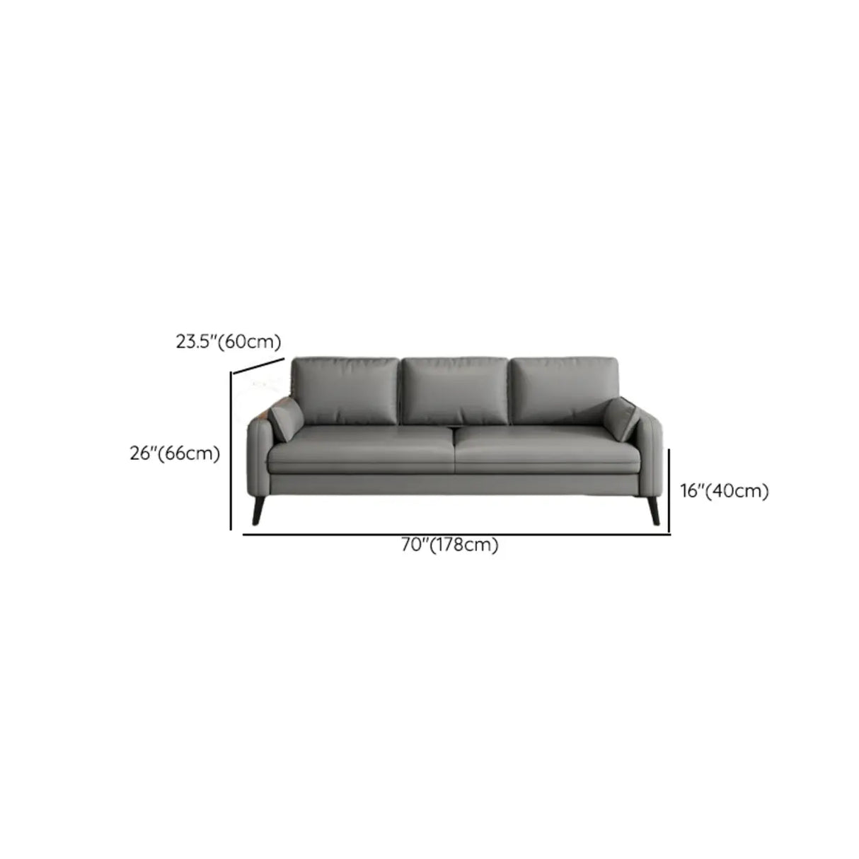 Modern Light Gray Leather Foam Fill Black Leg Loveseat Image - 21