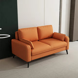 Modern Light Gray Leather Foam Fill Black Leg Loveseat Image - 9