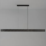 Hammered Black Linear Pendant Light Kitchen Island Image - 6