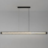 Hammered Black Linear Pendant Light Kitchen Island Image - 7