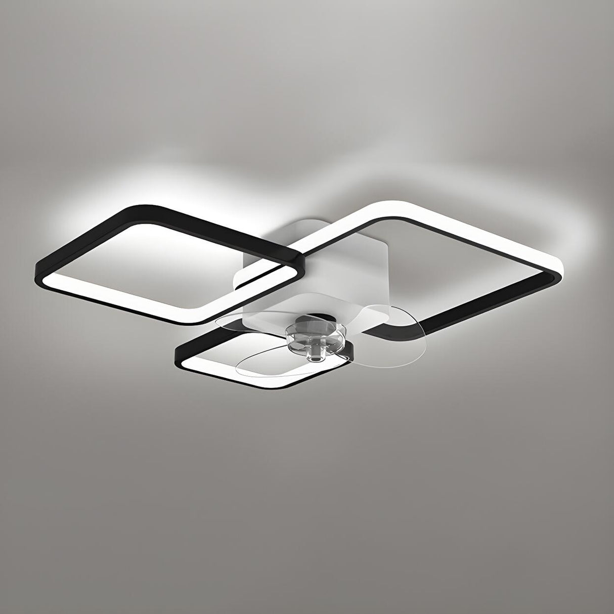 Modern Linear Geometric Frame Ceiling Fan with Lights Image - 12
