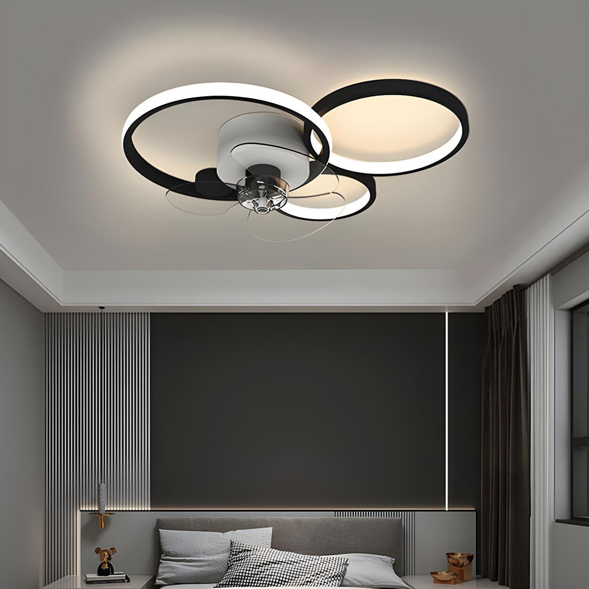 Modern Linear Geometric Frame Ceiling Fan with Lights Image - 15