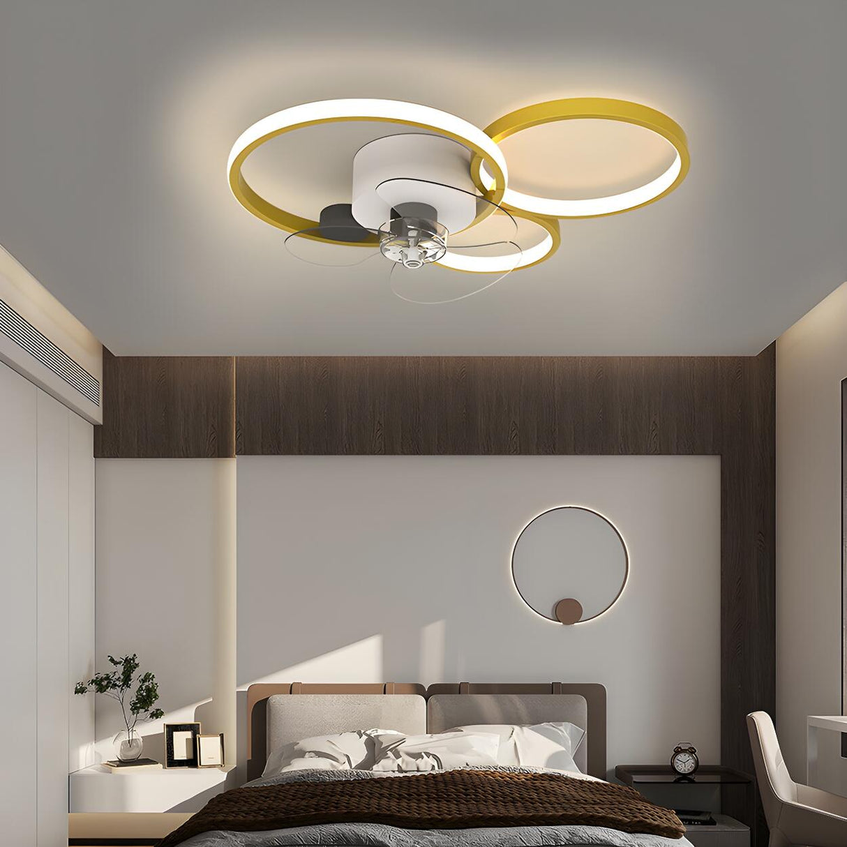 Modern Linear Geometric Frame Ceiling Fan with Lights Image - 16