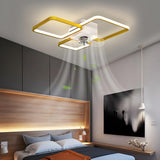 Modern Linear Geometric Frame Ceiling Fan with Lights Image - 18