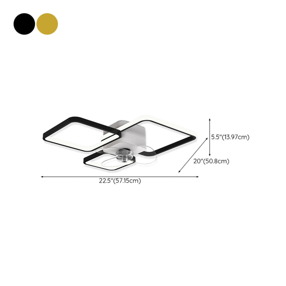 Modern Linear Geometric Frame Ceiling Fan with Lights Image - 20