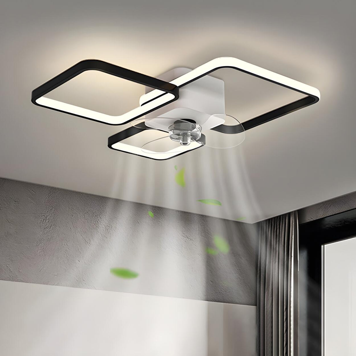Modern Linear Geometric Frame Ceiling Fan with Lights Image - 4