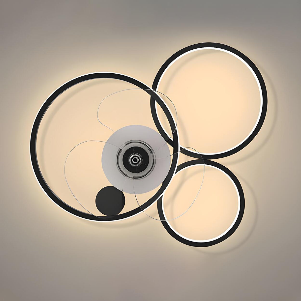 Modern Linear Geometric Frame Ceiling Fan with Lights Image - 7