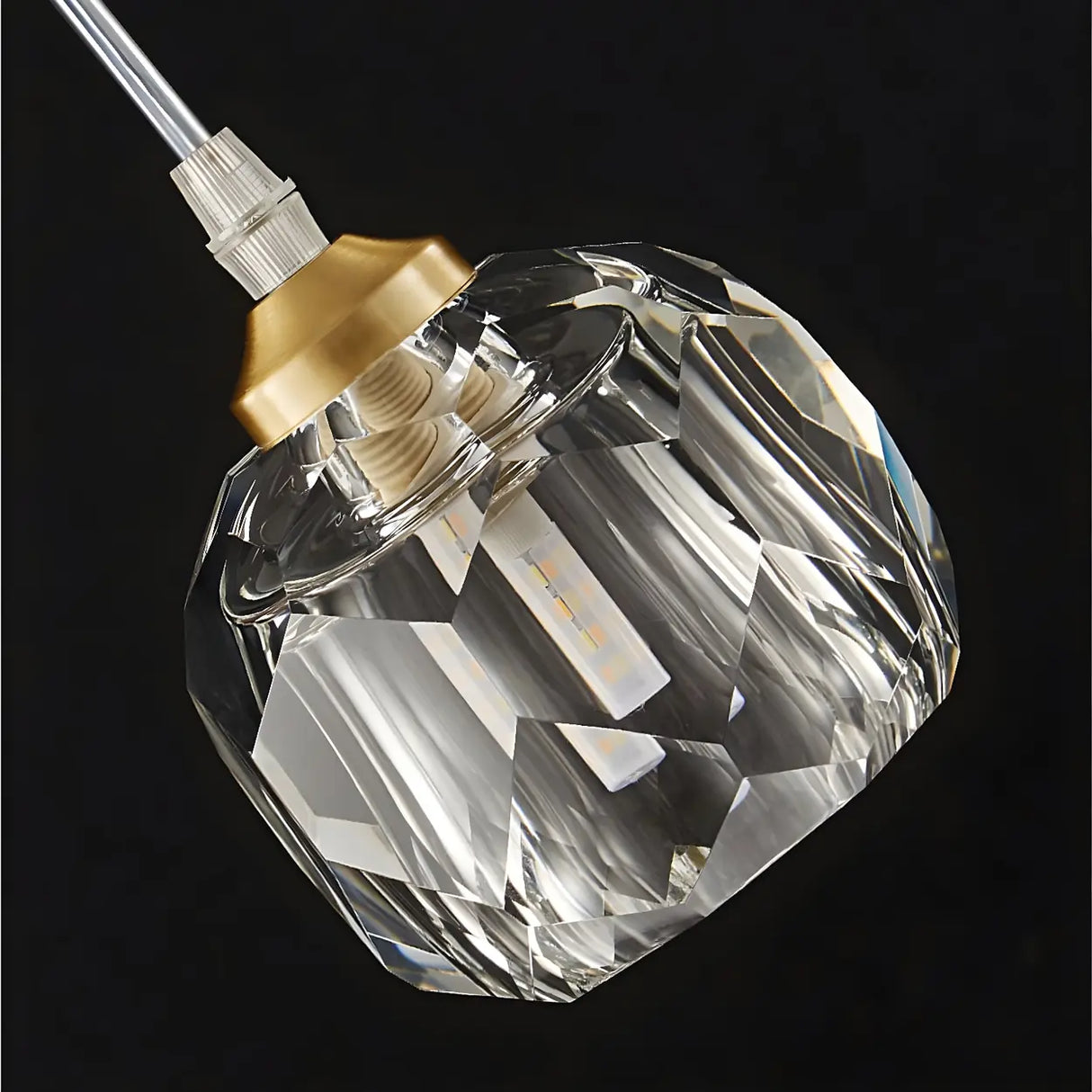 Modern Living Room Clear Crystal Ball Cluster Pendant Light Image - 10