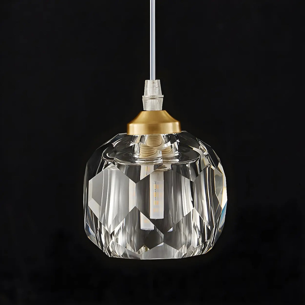 Modern Living Room Clear Crystal Ball Cluster Pendant Light Image - 12
