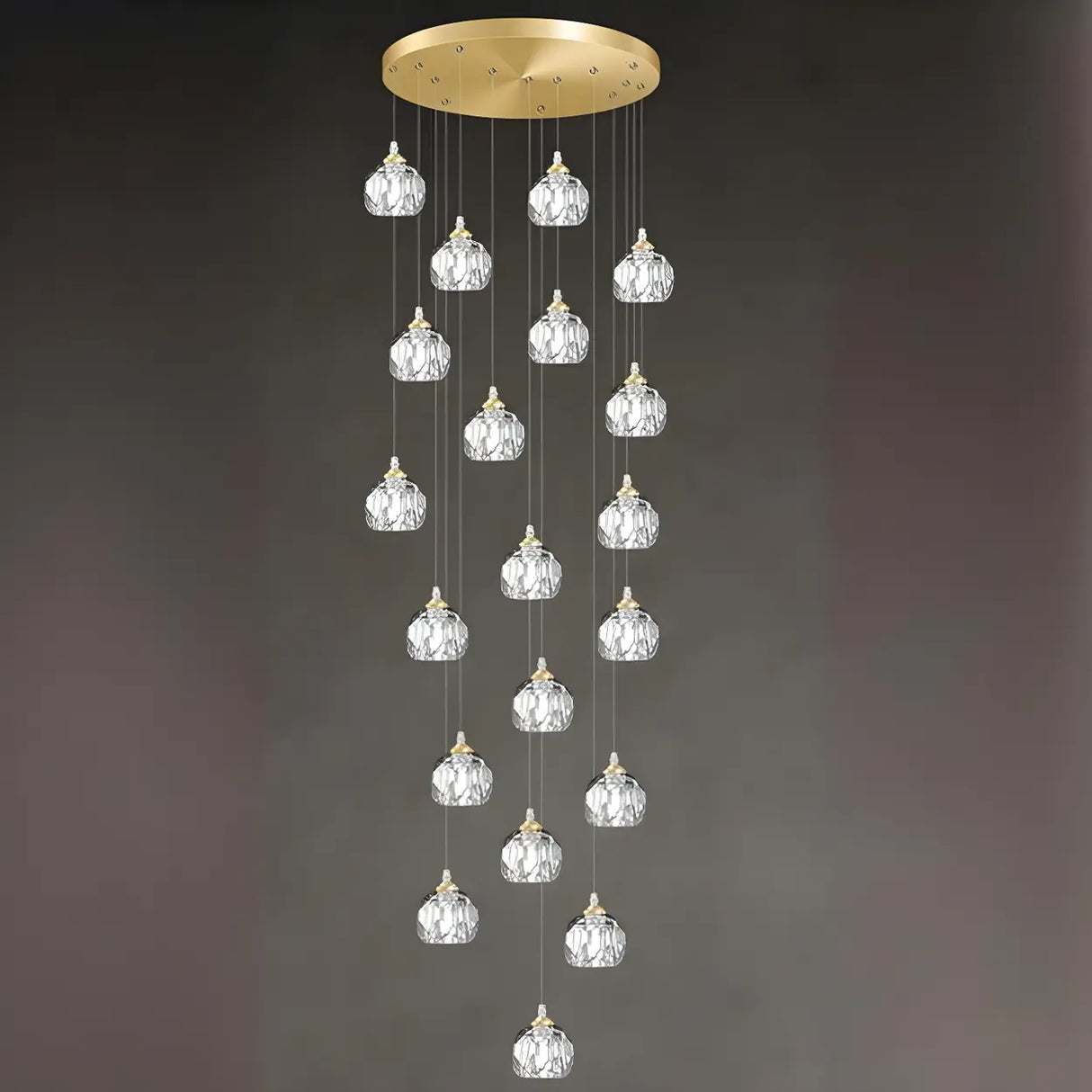 Modern Living Room Clear Crystal Ball Cluster Pendant Light Image - 13