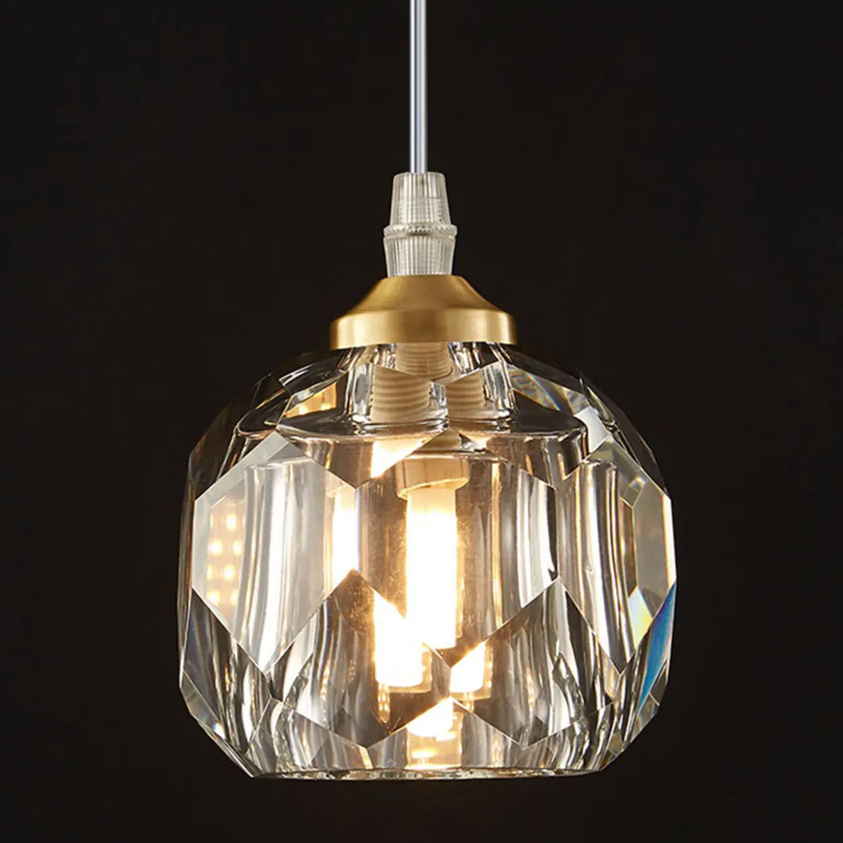Modern Living Room Clear Crystal Ball Cluster Pendant Light Image - 14