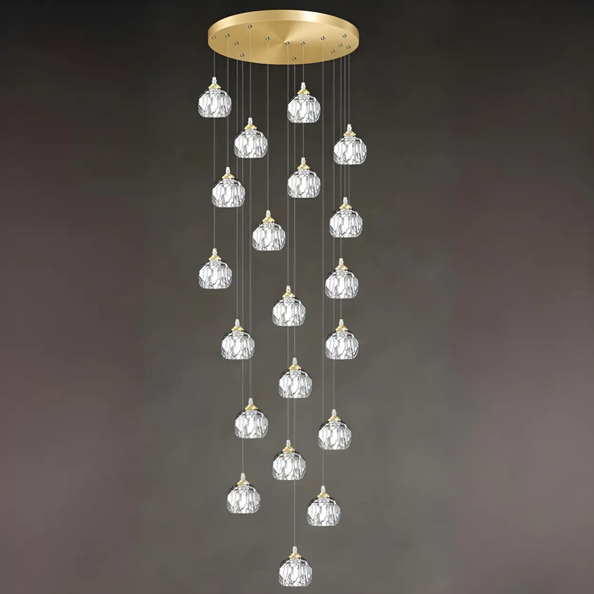 Modern Living Room Clear Crystal Ball Cluster Pendant Light Image - 15