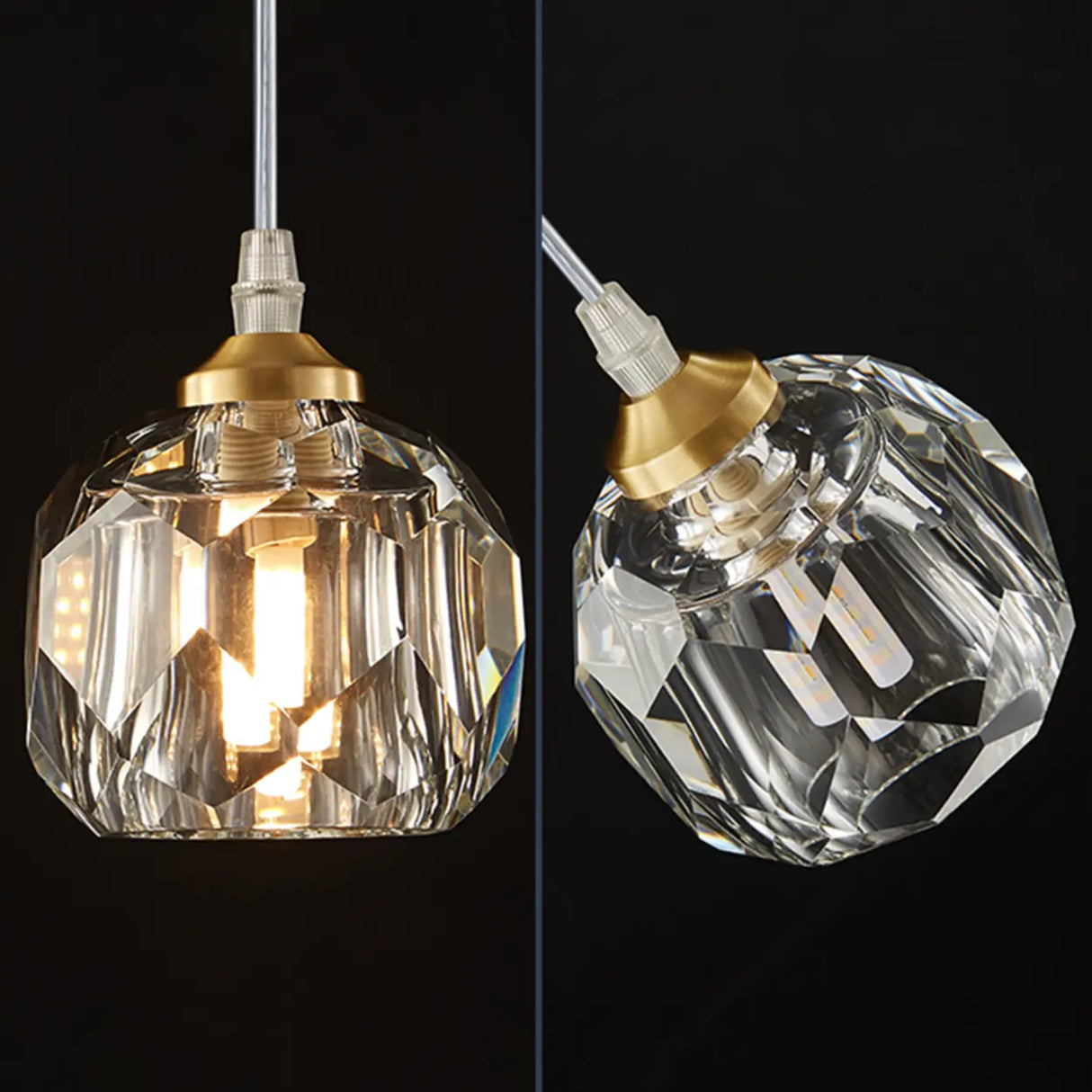 Modern Living Room Clear Crystal Ball Cluster Pendant Light Image - 16