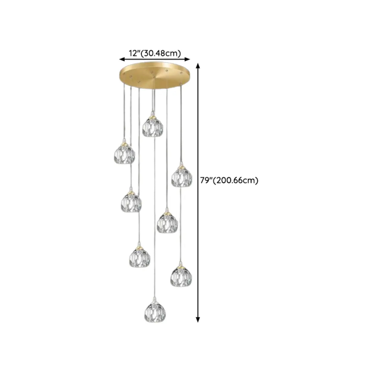 Modern Living Room Clear Crystal Ball Cluster Pendant Light 