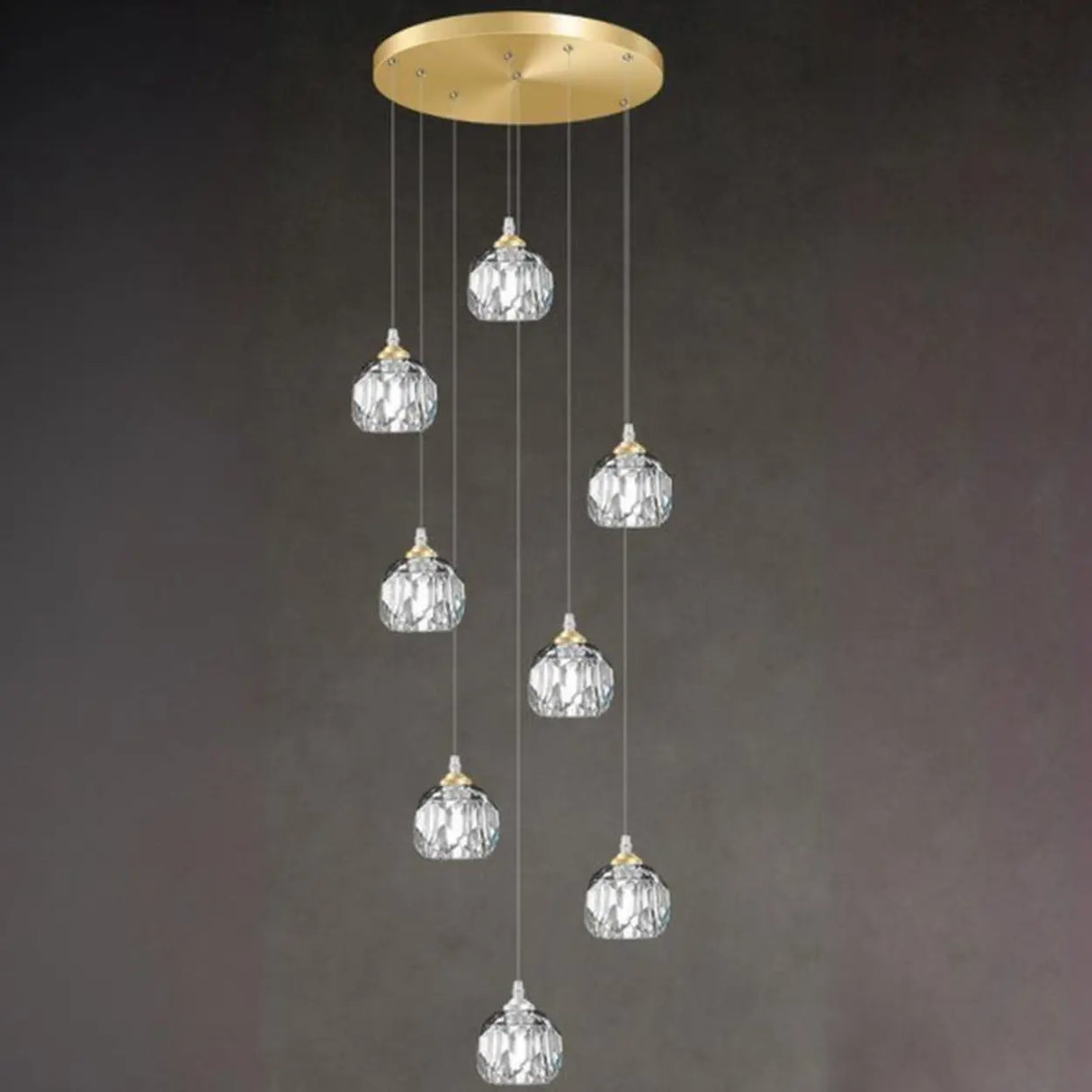 Modern Living Room Clear Crystal Ball Cluster Pendant Light Image - 1