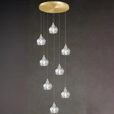 Modern Living Room Clear Crystal Ball Cluster Pendant Light Image - 1