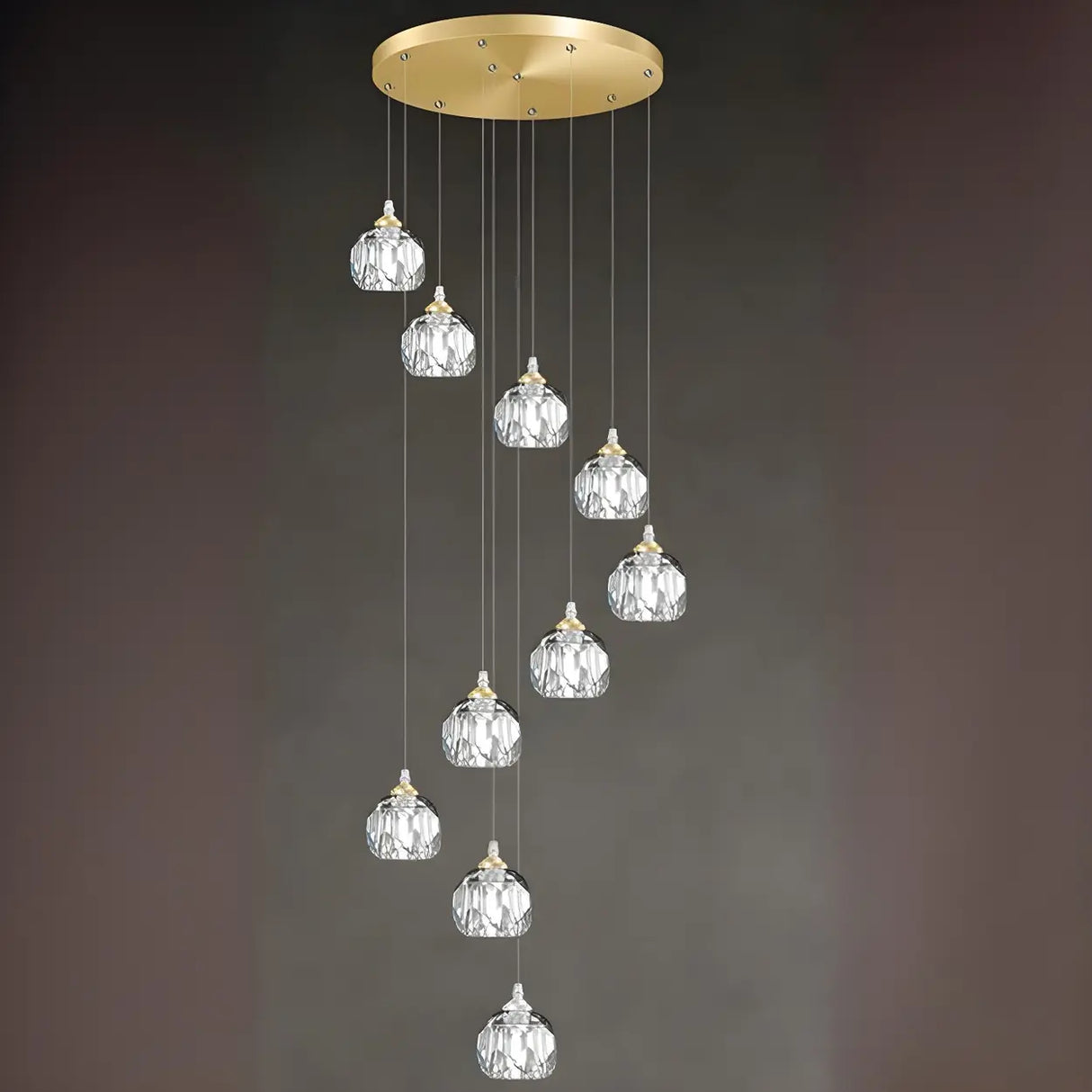 Modern Living Room Clear Crystal Ball Cluster Pendant Light Image - 3