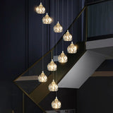 Modern Living Room Clear Crystal Ball Cluster Pendant Light Image - 4