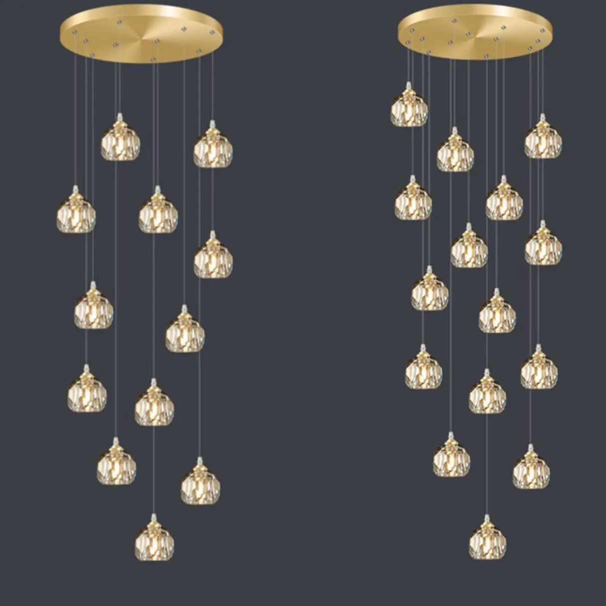 Modern Living Room Clear Crystal Ball Cluster Pendant Light Image - 8