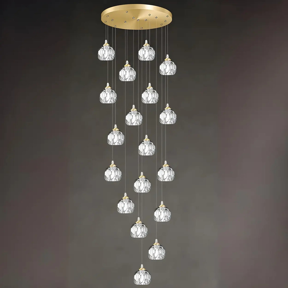 Modern Living Room Clear Crystal Ball Cluster Pendant Light Image - 9