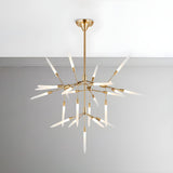 Modern Living Room Tiered Gold Angular Acrylic Chandelier Image - 6