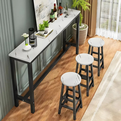 Modern Long Rectangular Counter Height Bar Table With Footrest Image - 1