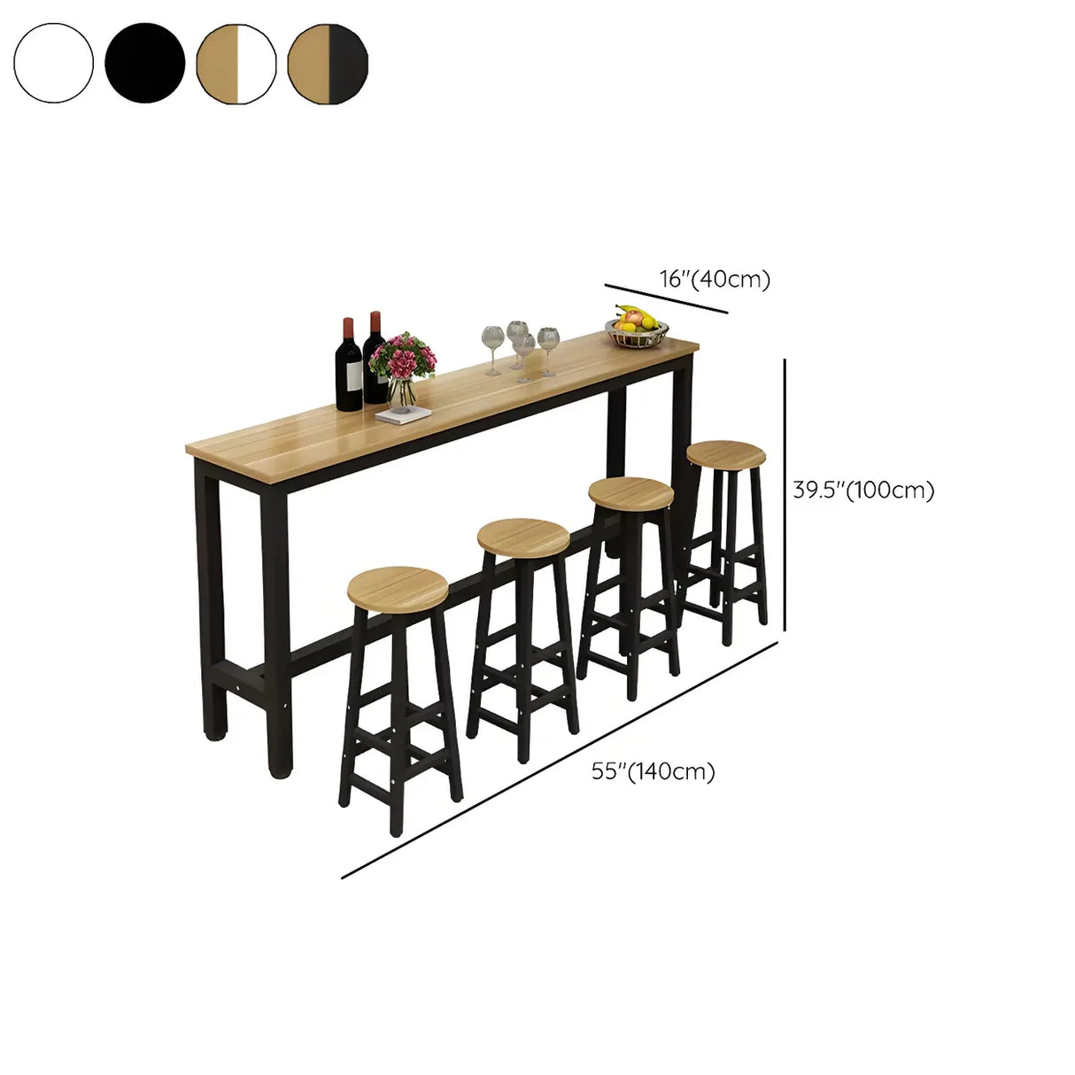 Modern Long Rectangular Counter Height Bar Table With Footrest Image - 10