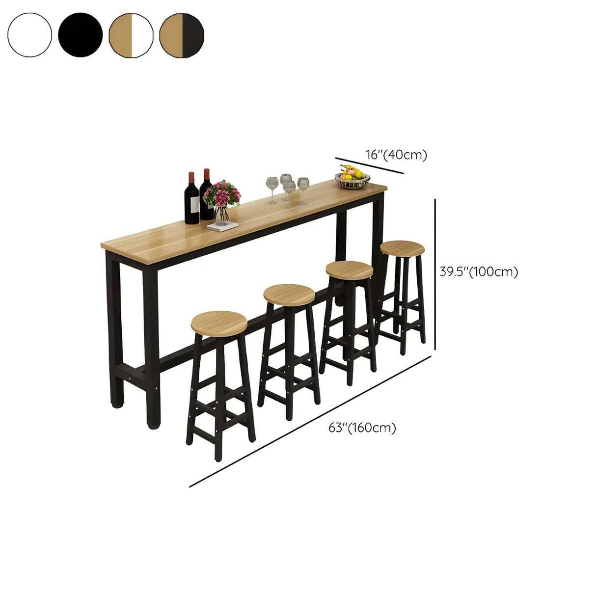 Modern Long Rectangular Counter Height Bar Table With Footrest Image - 11