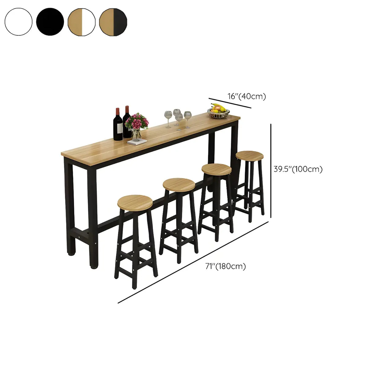 Modern Long Rectangular Counter Height Bar Table With Footrest Image - 12