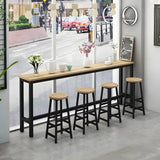 Modern Long Rectangular Counter Height Bar Table With Footrest Image - 2
