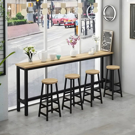 Modern Long Rectangular Counter Height Bar Table With Footrest Image - 2