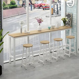 Modern Long Rectangular Counter Height Bar Table With Footrest Image - 3