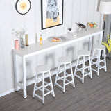 Modern Long Rectangular Counter Height Bar Table With Footrest Image - 4