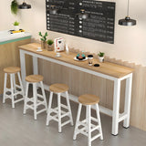 Modern Long Rectangular Counter Height Bar Table With Footrest Image - 6