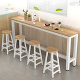 Modern Long Rectangular Counter Height Bar Table With Footrest Image - 7